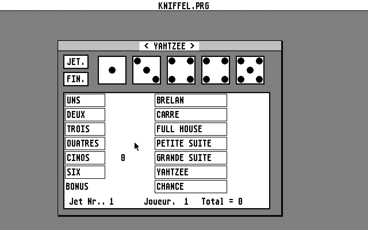 Yahtzee atari screenshot